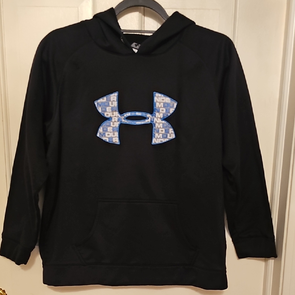 Under Armour Kids Black Hoodie with Blue Logo